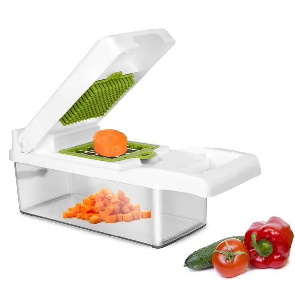 12-in-1 Vegetable Chopper with Container - Food Slicer, Dicer & Grater Kitchen Set