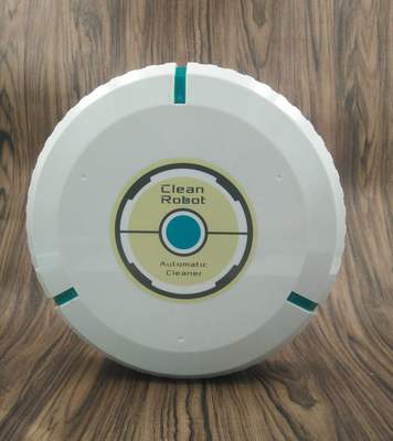 white circular robot household automatic sweeping machine with teal accents and a central clean robot label designed for efficient sweeping robot household use