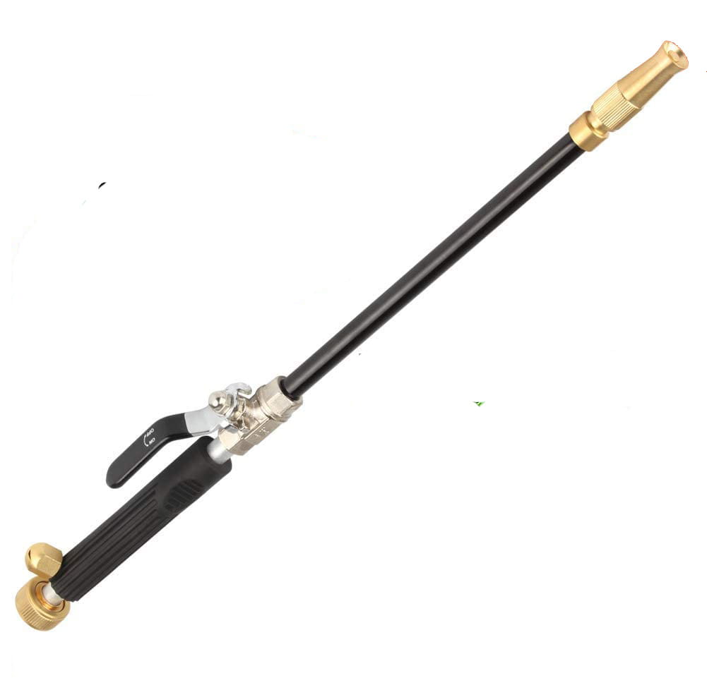 Adjustable black and gold car wash water gun with textured grip handle and durable nozzle for efficient car wash water use.
