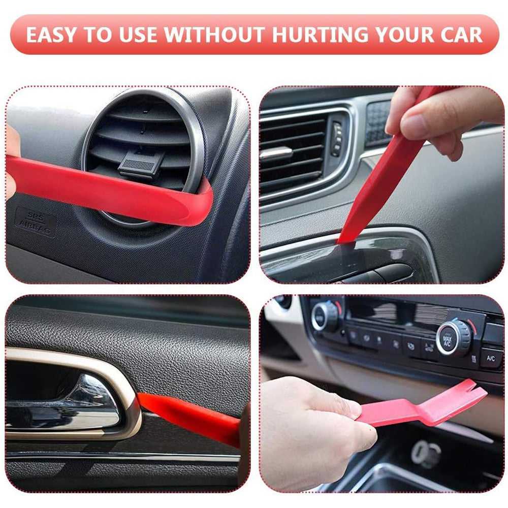 19-piece red car trim removal tool kit with storage pouch – view 1