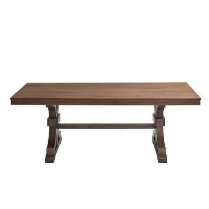 78.74 Rectangular Rubber Wood Dining Table For 6 - 8 With Wooden Trestle Pedestal Base,Mid Century Modern Kitchen Wooden Table Dinner Table For Dining Room, Living Room,OAK - Royalessencelux