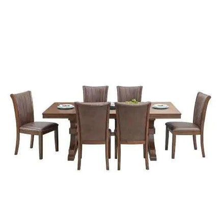 78.74 Rectangular Rubber Wood Dining Table For 6 - 8 With Wooden Trestle Pedestal Base,Mid Century Modern Kitchen Wooden Table Dinner Table For Dining Room, Living Room,OAK - Royalessencelux