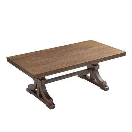 78.74 Rectangular Rubber Wood Dining Table For 6 - 8 With Wooden Trestle Pedestal Base,Mid Century Modern Kitchen Wooden Table Dinner Table For Dining Room, Living Room,OAK - Royalessencelux
