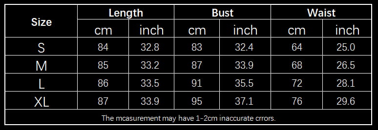 size chart for white pearl embellished backless dress summer slim displaying measurements in centimeters and inches across sizes s through xl for pearls backless dress and dress summer slim buyers.