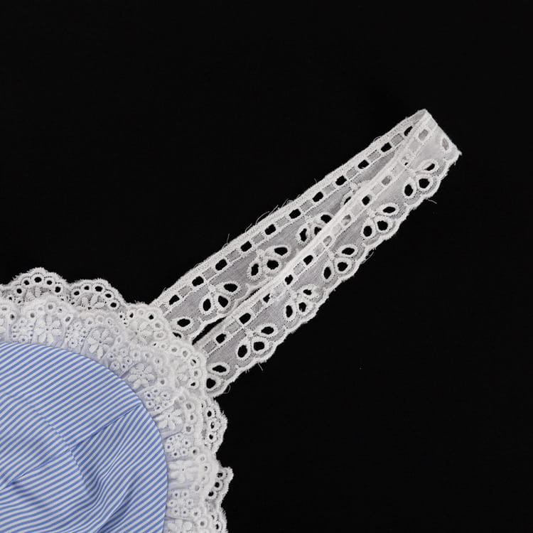white lace splicing sling vest featuring delicate eyelet patterns and a soft sheer fabric finish as part of a lace splicing sling and big swing skirt set