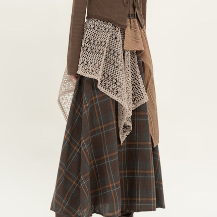 Retro Minority Irregular Plaid A- Line Skirt Women - Royalessencelux