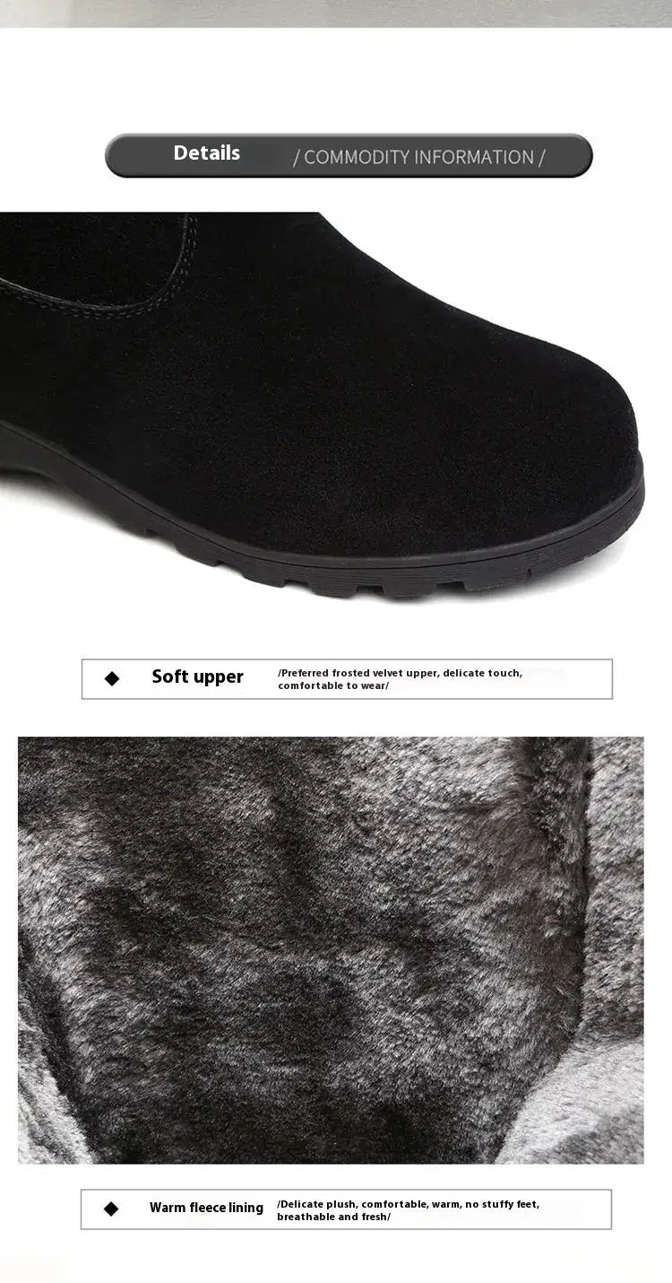 black suede martin boots autumn with warm long furry fleece lining for cold weather wear