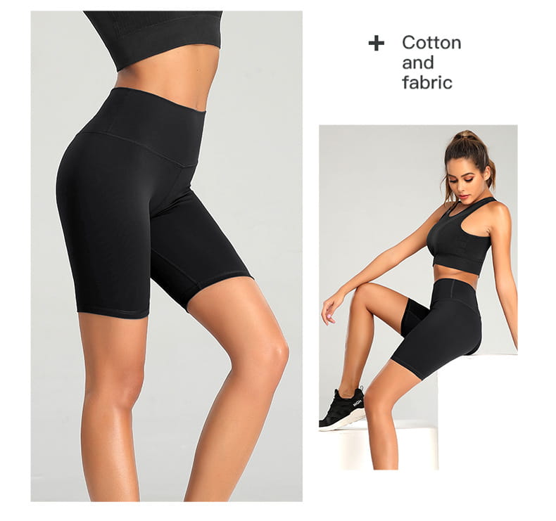 black high-waisted yoga pants made from cotton and fabric designed for waist fitness gym and athletic use