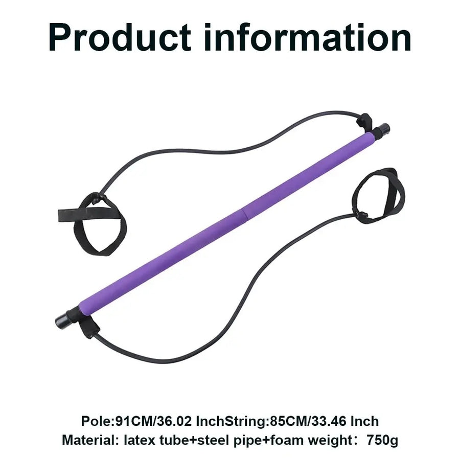 Portable Pilates Bar Kit with Resistance Bands & Foot Loops - Home Workout Toning Stick