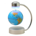 Eight inch globe magnetic with blue ocean and detailed landmasses in magnetic suspension office decoration with silver base