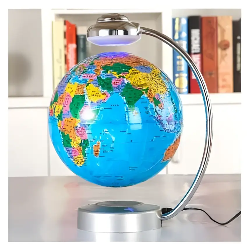 8 inch inch globe magnetic with colorful map floating by magnetic suspension office decoration on silver base