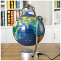 8 inch globe magnetic with blue and green detailed map on a sleek silver magnetic suspension office decoration base