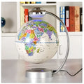 8 inch globe magnetic suspension office decoration with colorful map on silver magnetic base for desk display