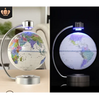8 inch globe magnetic with colorful world map and silver metallic base for magnetic suspension office decoration
