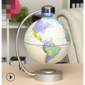 8 inch globe magnetic with colorful world map on silver metallic base and ring for magnetic suspension office decoration
