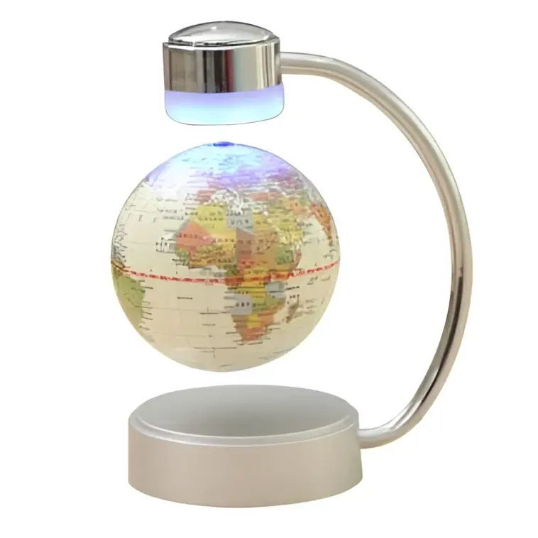 8 inch globe magnetic suspension office decoration featuring a detailed world map illuminated by blue light