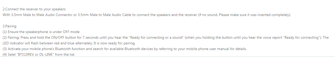 bluetooth car aux adapter streaming a2dp wireless with 3.5mm male to male audio cable designed for connecting speakers and receivers via streaming a2dp wireless pairing.