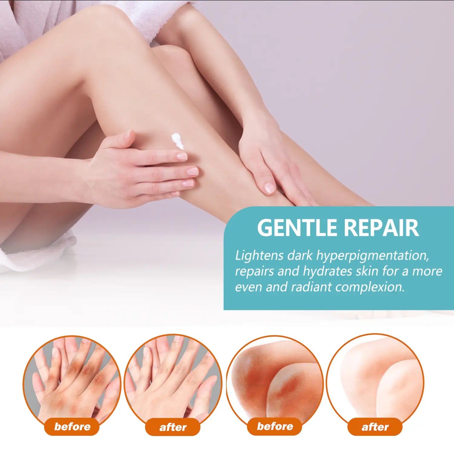 a white creamy black echinacea repair cream being gently applied to skin for body whitening and gentle repair