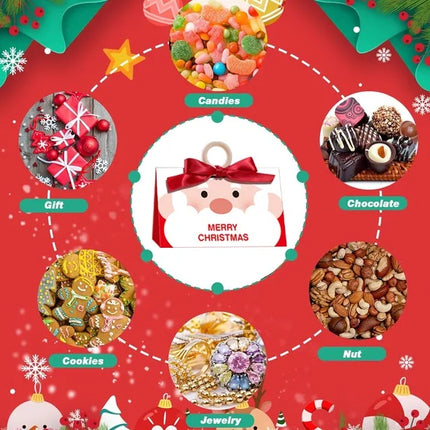 10 Pcs Christmas Candy Boxes With Ribbon And Wooden Ring Merry Christmas Santa Claus Pattern Cookie Goodie Box Cartoon Paper Treat Box For Christmas Gift Wrapping Holiday Party Supplies - Royalessencelux