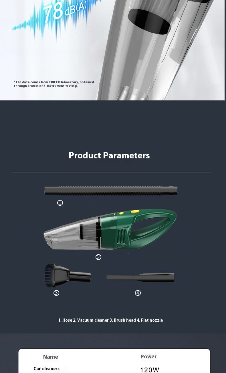 green and silver small wireless car vacuum cleaner with hose featuring a sleek ergonomic design for household small wireless cleaning applications