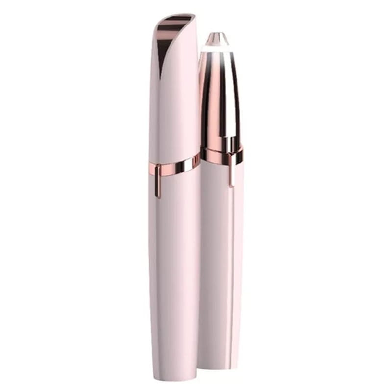 flawlessly brows electric eyebrow remover in pink and rose gold features a sleek modern design for precise facial hair trimming.