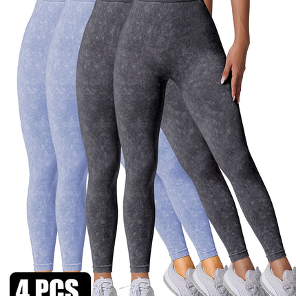 4 Pieces Scrunch Butt Lifting Workout V Back Leggings - Royalessencelux