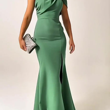 Green Bow Tube Top Evening Dress - Royalessencelux