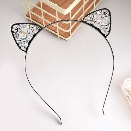 Alloy Spot Drill Rabbit Ears Hair Hoop Headdress - Royalessencelux