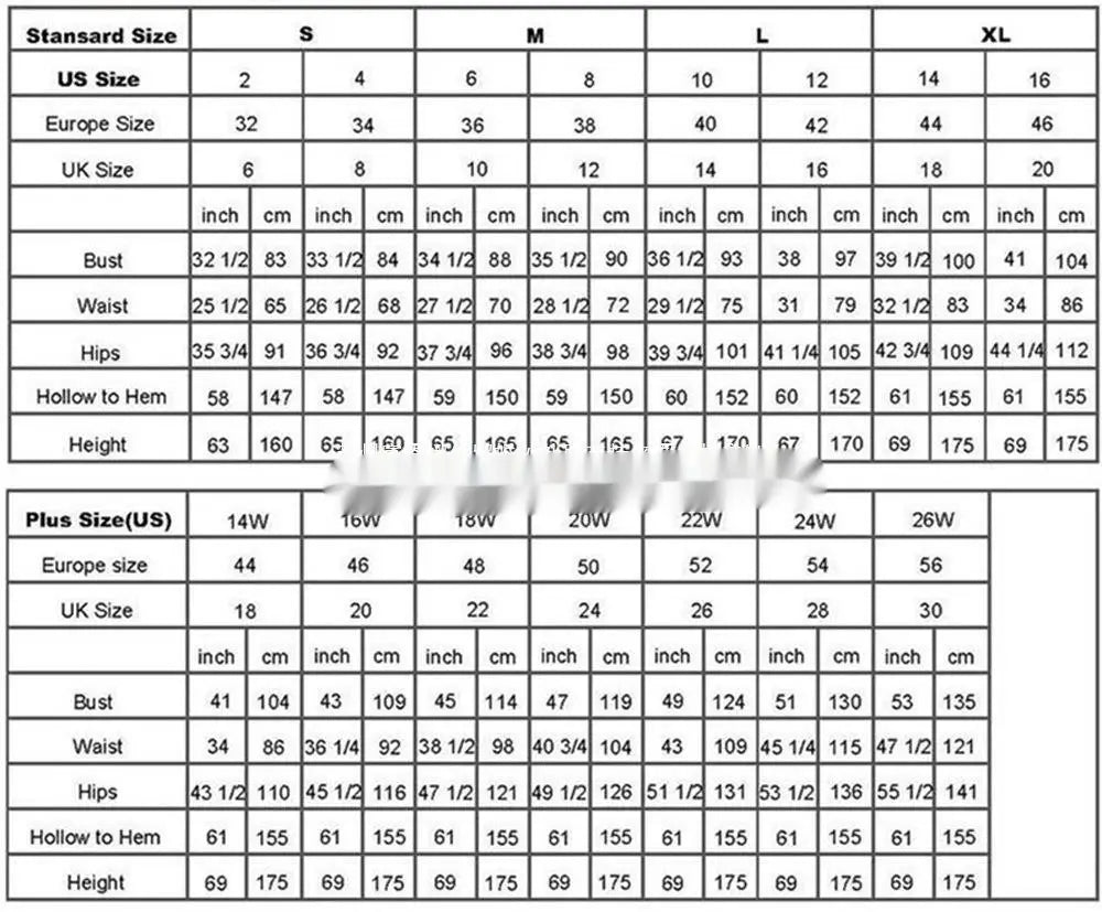 Size conversion chart for mint green lace women evening dresses with slit showing standard and plus size measurements in US Europe and UK sizing systems for evening dresses suspender fit.