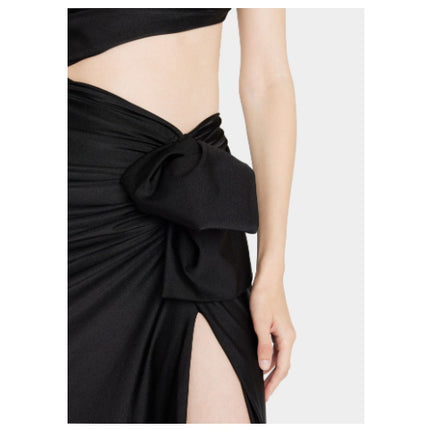 Women's Long Sleeved Hollow Slit Elastic Sloping Shoulder Dress - Royalessencelux