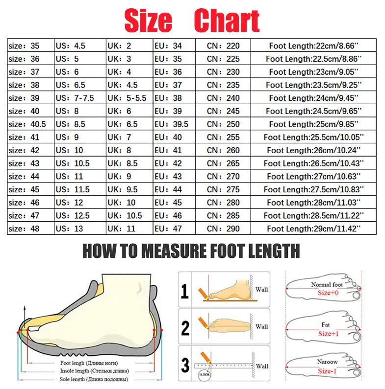 Size chart for retro winter fashion fringed suede cowboy boots displaying international shoe measurements and foot length diagrams for accurate winter fashion square heel fitting.