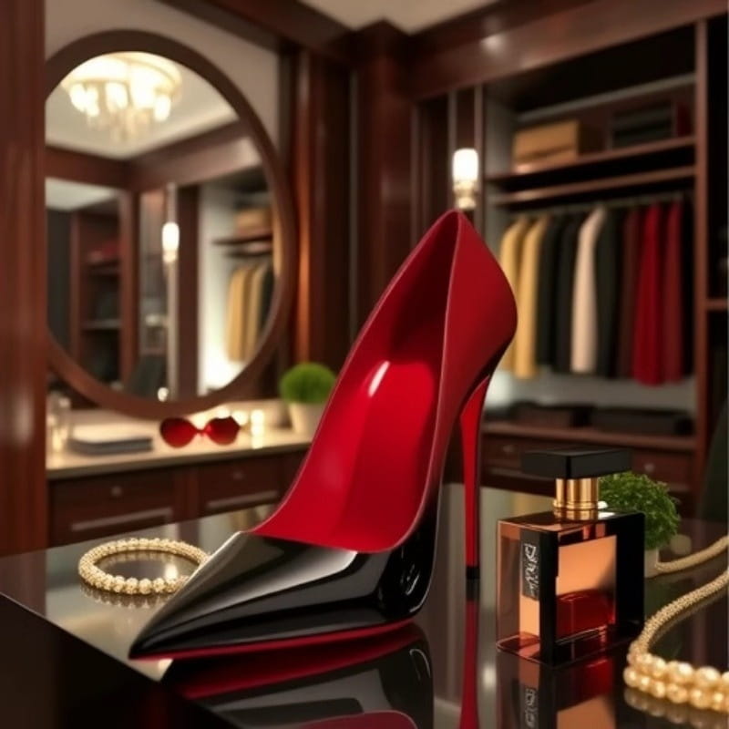 A glossy red and black Christian Louboutin high heels with patent leather stiletto pointed toe ideal for pointed toe professional wear.