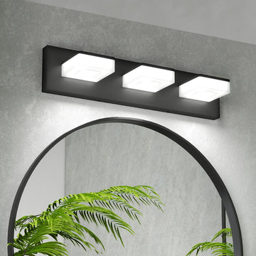 LED Bathroom Vanity Light – 3-Light, 20-Inch, Matte Black, 6000K Cool White