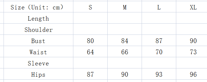 Size chart in centimeters for the red satin engagement suspender evening dress displaying measurements from size s to xl.