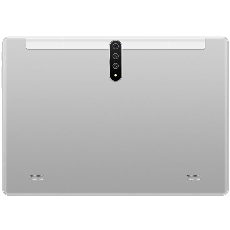 silver smart android entertainment 3g calling tablet pc showing the back side with a sleek minimalist design and vertical camera module