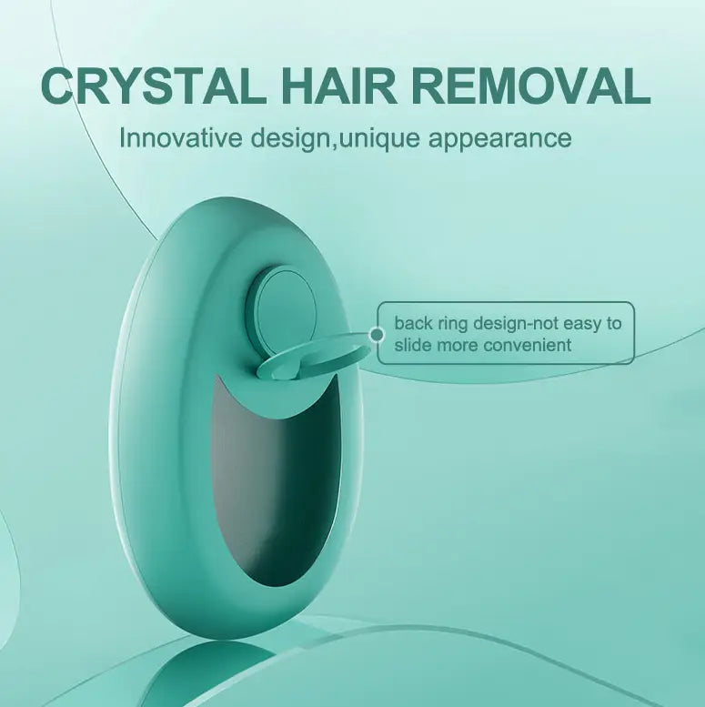Teal nano glass crystal hair eraser removal tool with a back ring design for effective hair removal and crystal hair care.