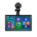 Black-framed 7-inch touchscreen navigator car portable gps device with colorful app icons and suction cup mount