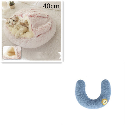 2 In 1 Dog And Cat Bed Pet Winter Bed Round Plush Warm Bed House Soft Long Plush Pets Bed Pet Products - Royalessencelux