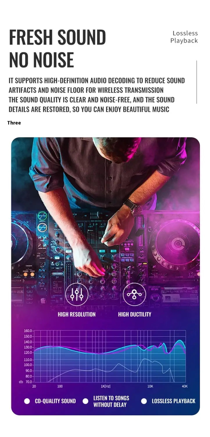 Wireless DJ headphones with vibrant purple and blue lighting accents paired with a 3.5mm Bluetooth adapter car audio transmitter for seamless adapter car Bluetooth connectivity.