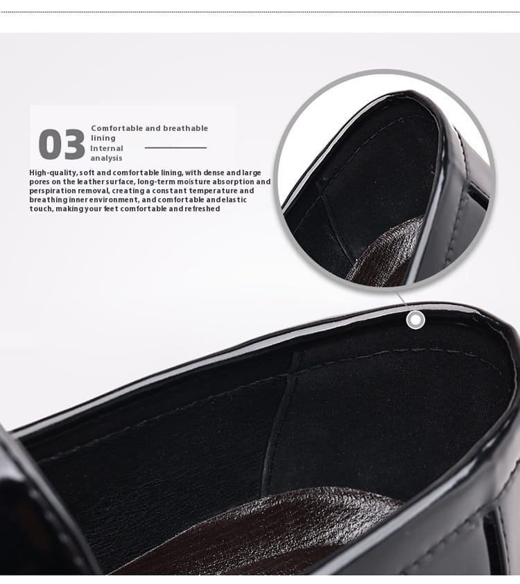 Black patent leather tassel business formal wear shoes featuring a soft breathable lining for enhanced comfort in leather shoes and formal wear.