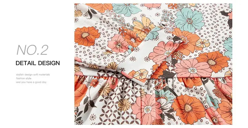 Plus size casual loose floral chiffon peplum shirt in white with vibrant orange pink and teal floral printed square blossoms on soft fabric.