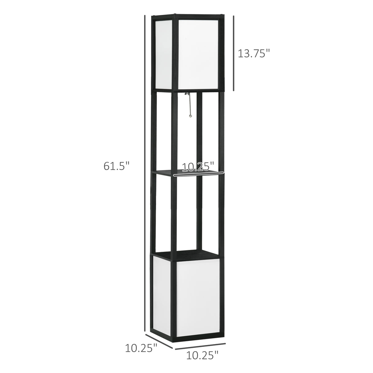 Modern shelf floor lamp with dual ambient light and storage shelves – view 4