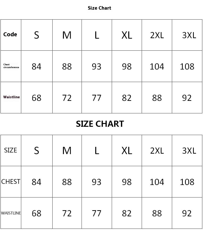 The size chart for the sexy sequined shoulder sleeping beauty split dress displays chest and waistline measurements from size S to 3XL.