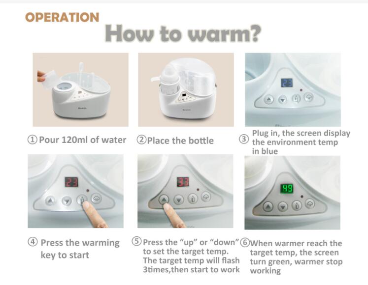 white electric baby bottle sterilizer with clear dome lid featuring digital display and control buttons for efficient bottle sterilizer use