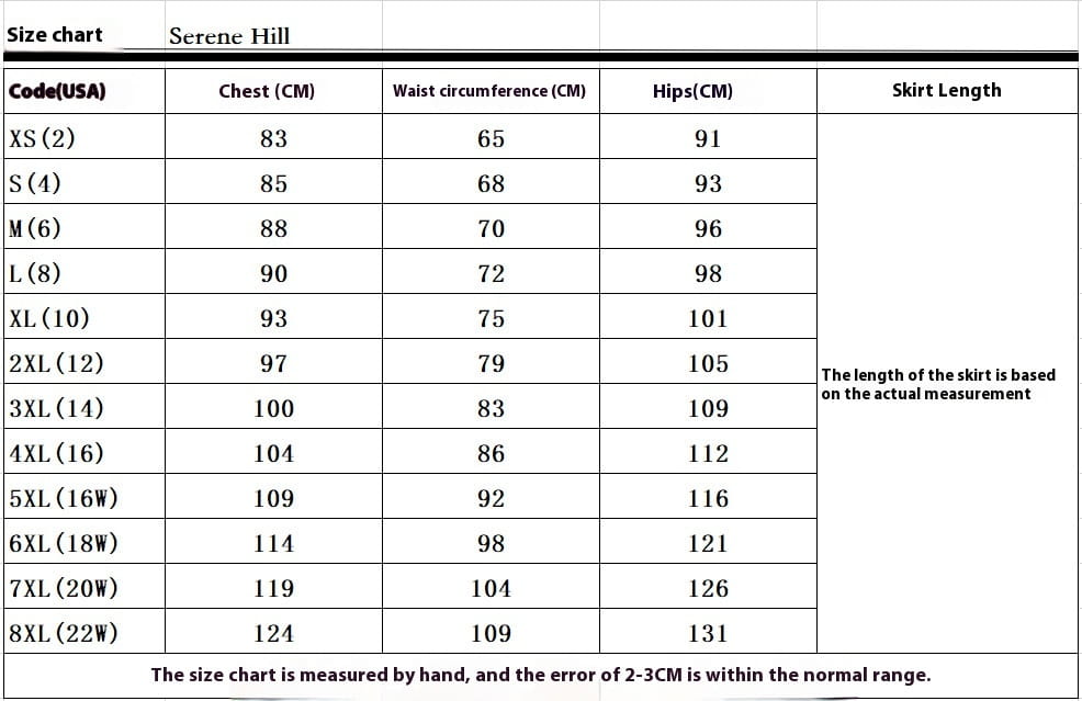 serene hill brand size chart for a skirt in centimeters for silver nude feathered evening dress sizes xs to 8xl for american silver nude collection