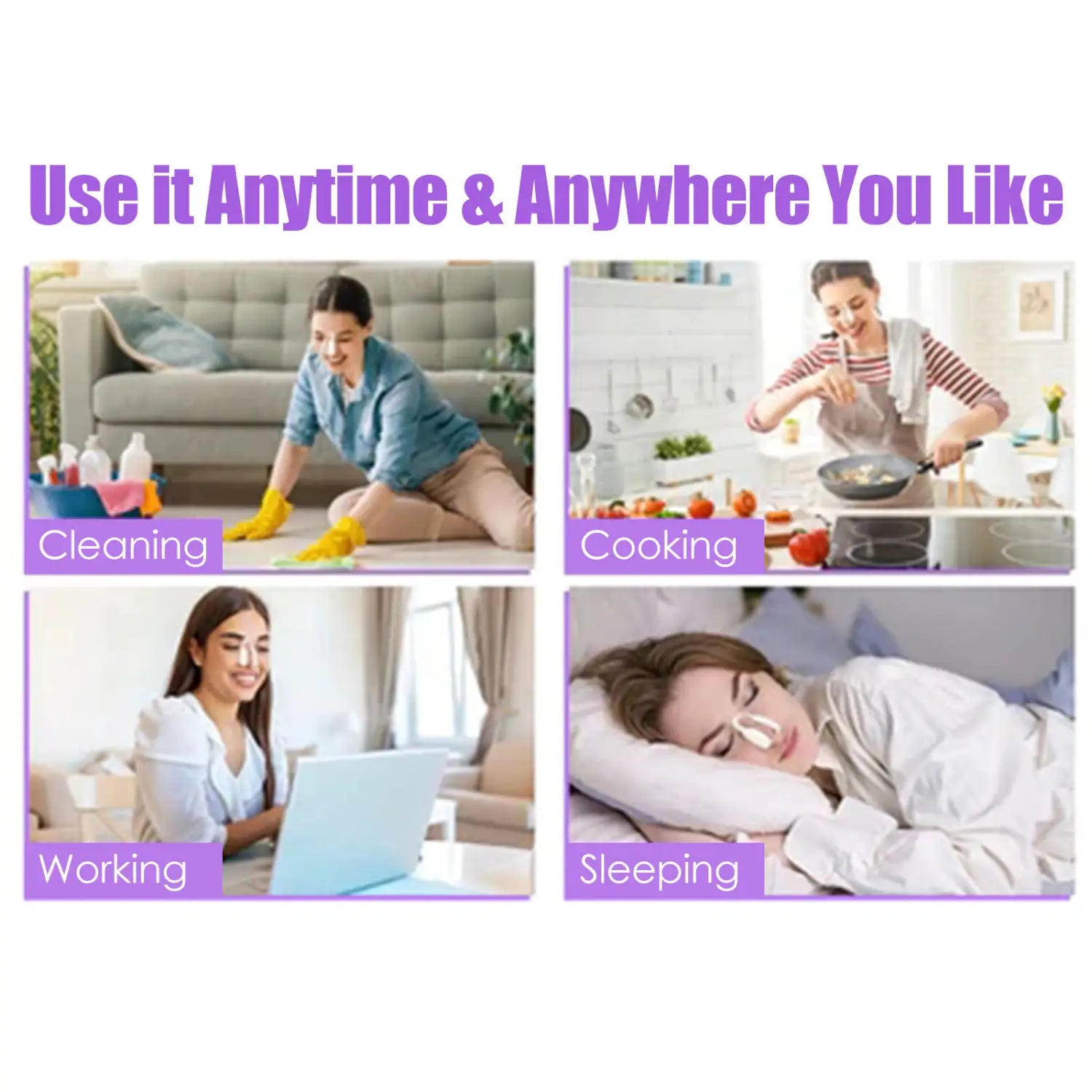 White nasal aspirator made of durable material designed as an eelhoe nose shaper for tightening and straightening the nose during sleeping, cleaning, cooking, or working.