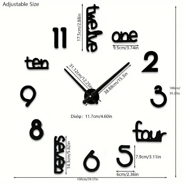 Huge Frameless Big Wall Clock, Modern Home Decoration, SuitGiant Frameless Wall Clock, Modern Home Decoration, Suitable For Living Room, Kitchen, Bedroom, Interior Decoration Giant Frameless Wall Cloc