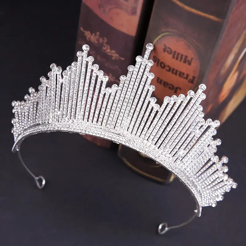 A sparkling silver birthday headdress crown with clear crystal embellishments in a european style birthday design.