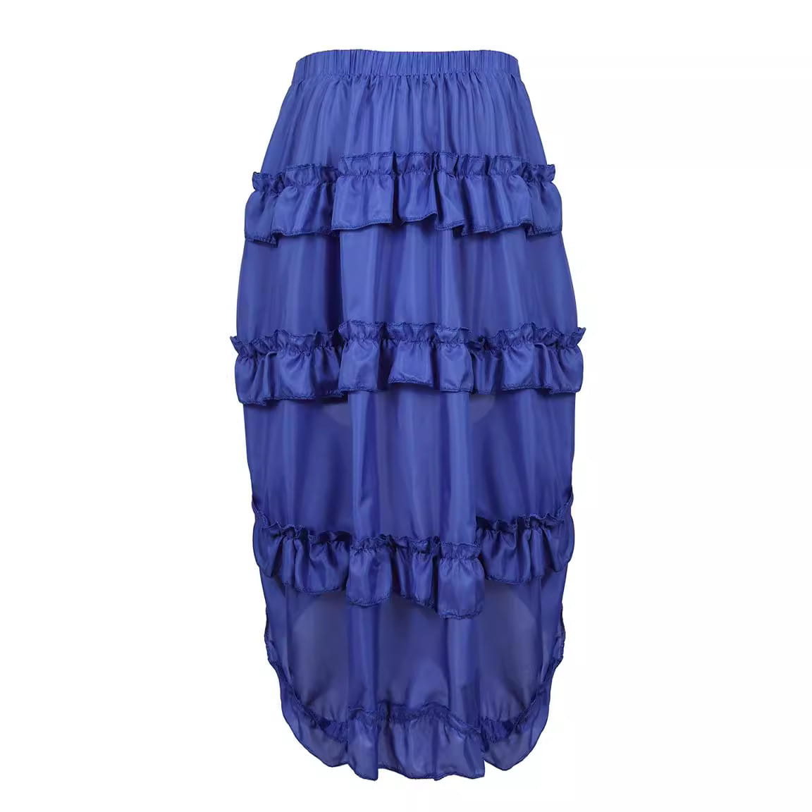 A vibrant royal blue lightweight flowing tiered skirt with ruffled layers showcasing the court irregular skirt character in an elegant skirt character uniform style.