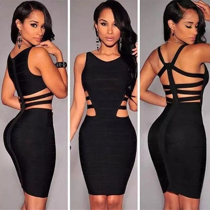 New Bandage Dresses For Women Black Sexy Sleeveless Ladies - Royalessencelux